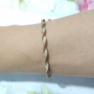 14k Yellow Gold On Sterling Silver 925 Twisted Chain Bracelet Milor Italy Signed